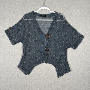 Kaktus‎ Cardigan Sweater Medium Sheer Open Weave Boho Artsy Lagenlook Beach READ